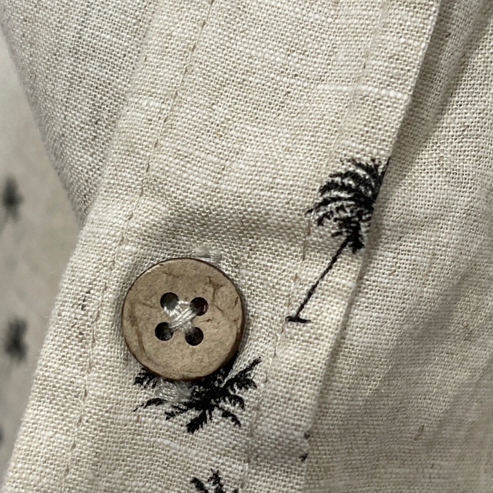 Winston Shirt Button Front Short Sleeve 3XL Khaki Palm Tree Print Vacation Linen - Picture 4 of 8